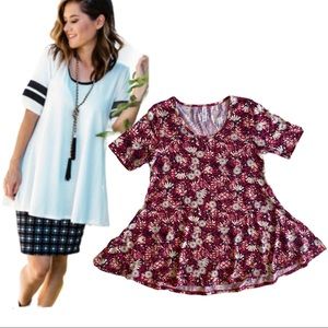 LuLaRoe perfect t tunic floral red sz S